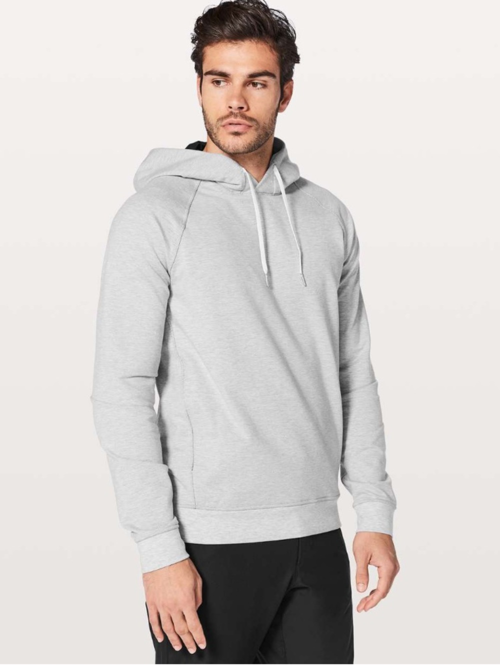 Lululemon City Sweat Pullover Hoodie Men Large Heathered Ultra Light Grey Comfy